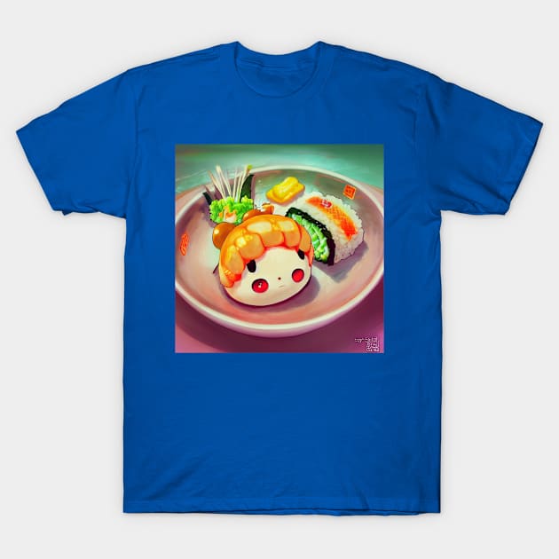 Kawaii Anime Sushi T-Shirt by Grassroots Green